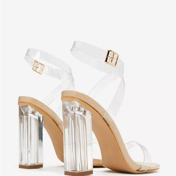 Clear Open Toe Block Heels - Picture 2 of 4